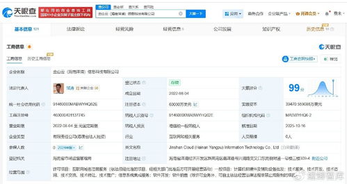 金山云旗下海南洋浦信息科技公司完成增資，注冊(cè)資本躍升至6億美元，增幅達(dá)20%，專注信息系統(tǒng)集成服務(wù)